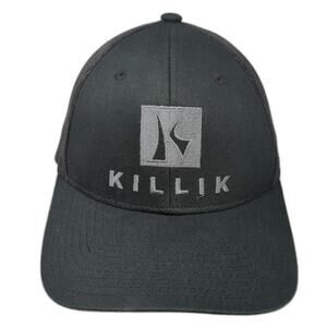 Killik Trucker Hat Black One Size Mesh Back Snapback Embroidered Logo Square K